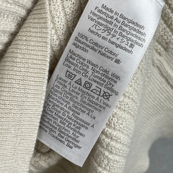 J.Crew Mens Cream Ribbed Cotton Short Sleeve Sweater Boho Polo BY969 Fits SMALL - Picture 6 of 9